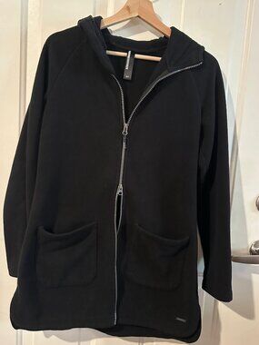 Black Longline Zip-Up Hoodie – Size Small
